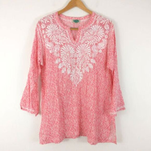 Dolman Pink Embroidered  Embellished Tunic Size Medium - Picture 1 of 13